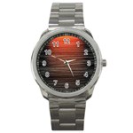 Background Red Orange Modern Sport Metal Watch Front