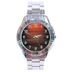 Background Red Orange Modern Stainless Steel Analogue Watch by Celenk