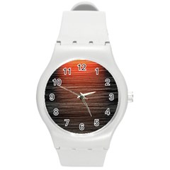 Background Red Orange Modern Round Plastic Sport Watch (m) by Celenk