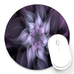 Fractal Flower Lavender Art Round Mousepads by Celenk