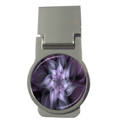 Fractal Flower Lavender Art Money Clips (round)  by Celenk