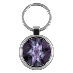 Fractal Flower Lavender Art Key Chains (round)  by Celenk