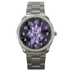 Fractal Flower Lavender Art Sport Metal Watch by Celenk