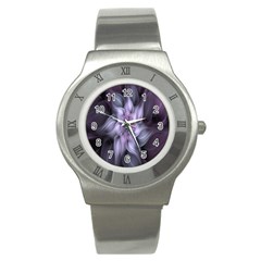 Fractal Flower Lavender Art Stainless Steel Watch by Celenk