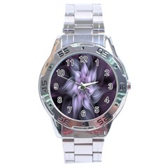 Fractal Flower Lavender Art Stainless Steel Analogue Watch by Celenk