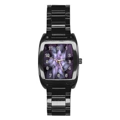 Fractal Flower Lavender Art Stainless Steel Barrel Watch by Celenk