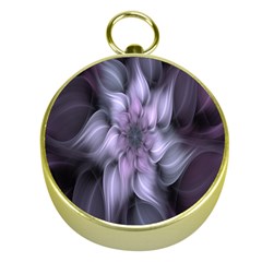 Fractal Flower Lavender Art Gold Compasses by Celenk