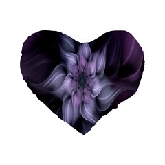 Fractal Flower Lavender Art Standard 16  Premium Flano Heart Shape Cushions by Celenk