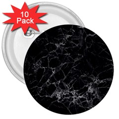 Black Texture Background Stone 3  Buttons (10 Pack)  by Celenk