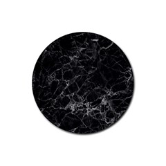 Black Texture Background Stone Rubber Coaster (round)  by Celenk