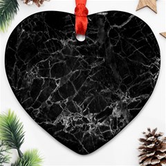 Black Texture Background Stone Heart Ornament (two Sides) by Celenk