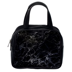 Black Texture Background Stone Classic Handbags (one Side) by Celenk