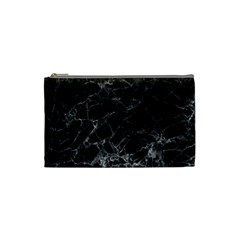 Black Texture Background Stone Cosmetic Bag (small)  by Celenk