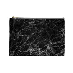 Black Texture Background Stone Cosmetic Bag (large)  by Celenk