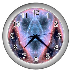 Sacred Geometry Mandelbrot Fractal Wall Clocks (silver)  by Celenk