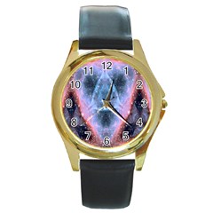 Sacred Geometry Mandelbrot Fractal Round Gold Metal Watch by Celenk