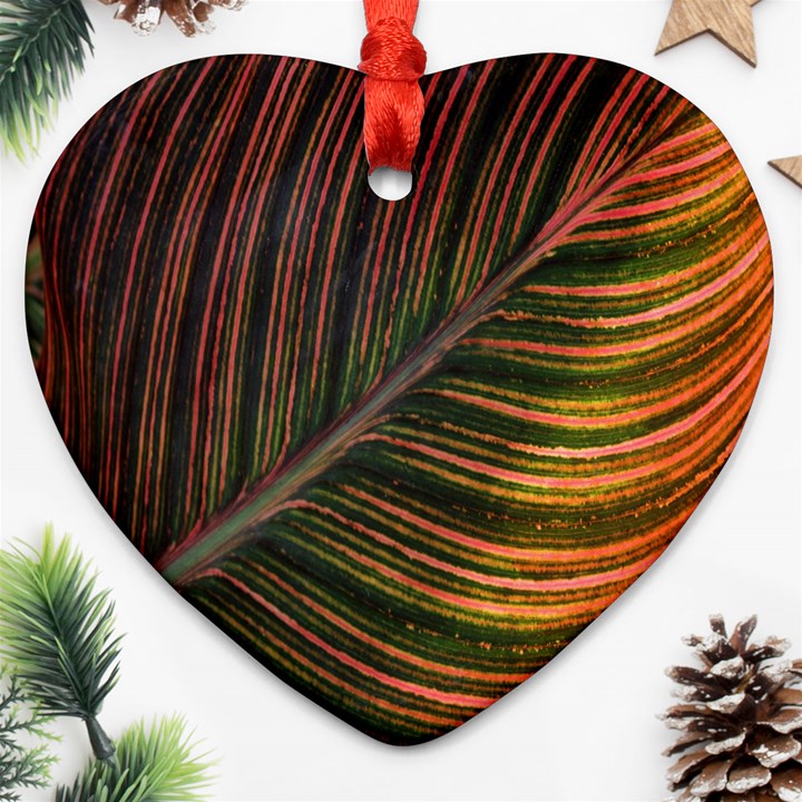 Leaf Colorful Nature Orange Season Ornament (Heart)