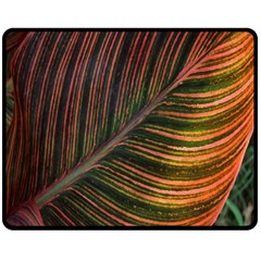 Leaf Colorful Nature Orange Season Fleece Blanket (medium)  by Celenk