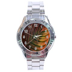 Leaf Colorful Nature Orange Season Stainless Steel Analogue Watch by Celenk