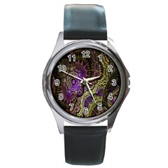 Abstract Fractal Art Design Round Metal Watch by Celenk