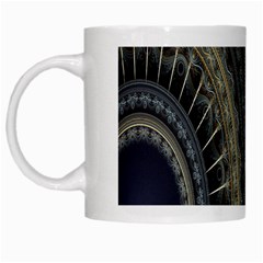 Fractal Spikes Gears Abstract White Mugs by Celenk