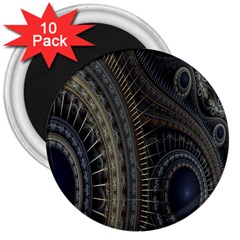 Fractal Spikes Gears Abstract 3  Magnets (10 Pack)  by Celenk