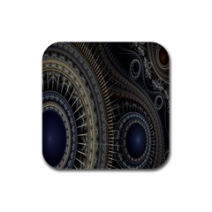 Fractal Spikes Gears Abstract Rubber Square Coaster (4 Pack)  by Celenk