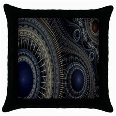 Fractal Spikes Gears Abstract Throw Pillow Case (black) by Celenk