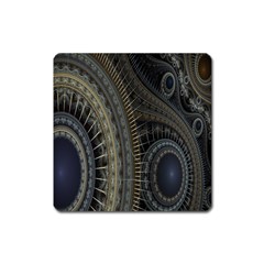 Fractal Spikes Gears Abstract Square Magnet by Celenk