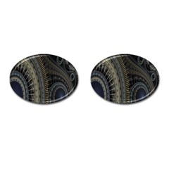 Fractal Spikes Gears Abstract Cufflinks (oval) by Celenk