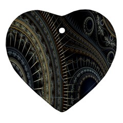 Fractal Spikes Gears Abstract Heart Ornament (two Sides) by Celenk