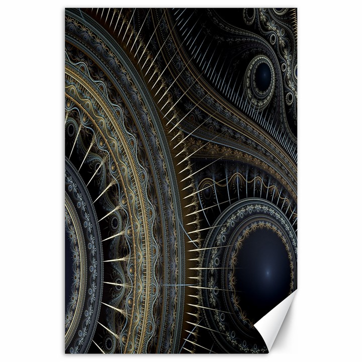 Fractal Spikes Gears Abstract Canvas 24  x 36 