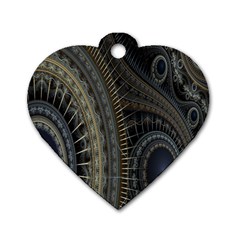 Fractal Spikes Gears Abstract Dog Tag Heart (two Sides) by Celenk