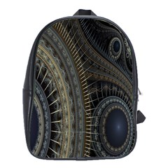 Fractal Spikes Gears Abstract School Bag (large) by Celenk