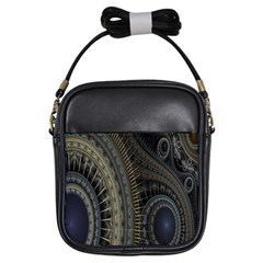 Fractal Spikes Gears Abstract Girls Sling Bags by Celenk