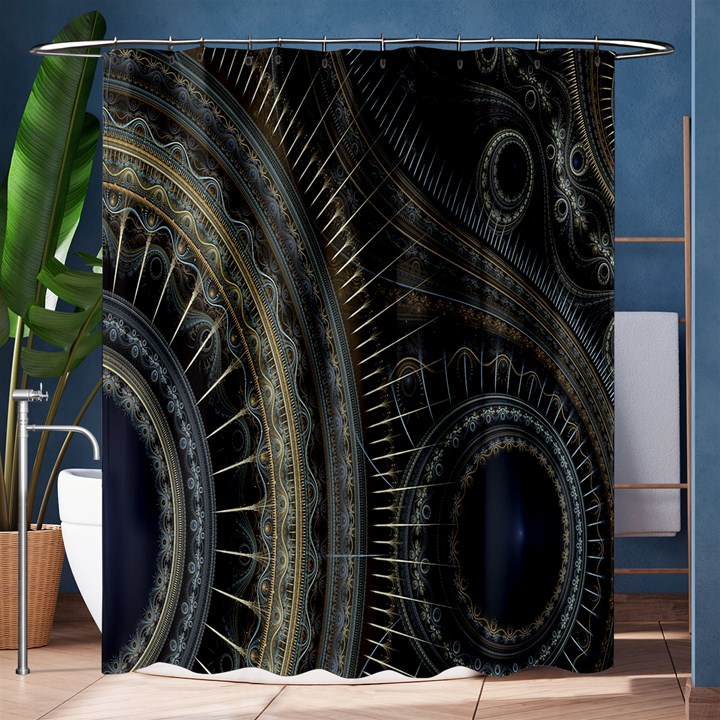 Fractal Spikes Gears Abstract Shower Curtain 60  x 72  (Medium) 