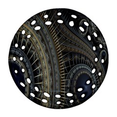 Fractal Spikes Gears Abstract Round Filigree Ornament (two Sides) by Celenk