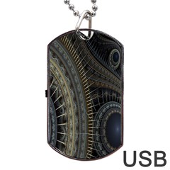 Fractal Spikes Gears Abstract Dog Tag Usb Flash (one Side) by Celenk