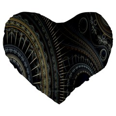 Fractal Spikes Gears Abstract Large 19  Premium Heart Shape Cushions by Celenk