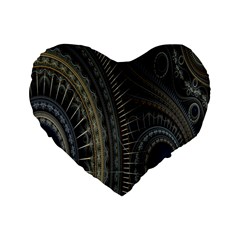 Fractal Spikes Gears Abstract Standard 16  Premium Flano Heart Shape Cushions by Celenk