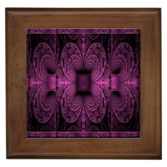 Fractal Magenta Pattern Geometry Framed Tiles by Celenk