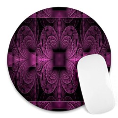 Fractal Magenta Pattern Geometry Round Mousepads by Celenk