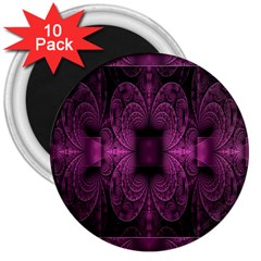 Fractal Magenta Pattern Geometry 3  Magnets (10 Pack)  by Celenk