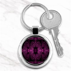 Fractal Magenta Pattern Geometry Key Chains (round)  by Celenk