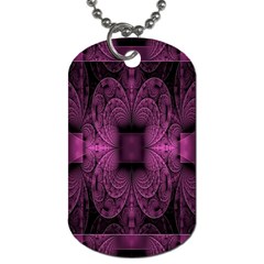 Fractal Magenta Pattern Geometry Dog Tag (one Side) by Celenk