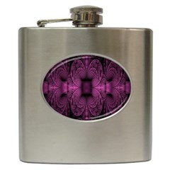 Fractal Magenta Pattern Geometry Hip Flask (6 Oz) by Celenk