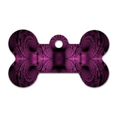 Fractal Magenta Pattern Geometry Dog Tag Bone (two Sides) by Celenk