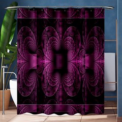 Fractal Magenta Pattern Geometry Shower Curtain 60  X 72  (medium)  by Celenk