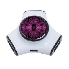 Fractal Magenta Pattern Geometry 3-port Usb Hub by Celenk