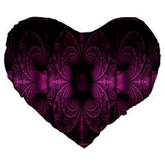 Fractal Magenta Pattern Geometry Large 19  Premium Heart Shape Cushions by Celenk